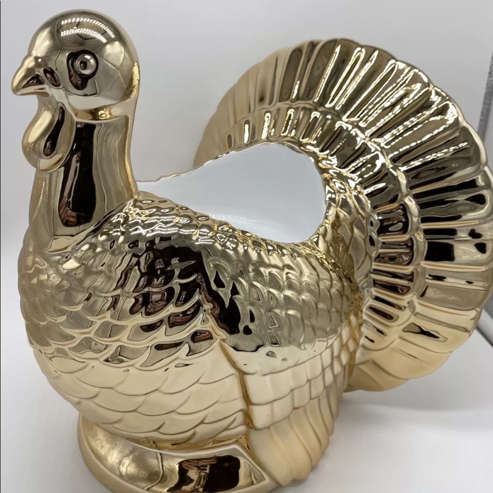 GORGEOUS Thanksgiving Turkey Pedestal 3 Wick Candle Holder VERY RARE 🦃🦃
